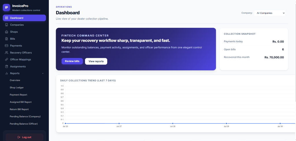 Invoice Pro - PHP & MySQL Billing and Invoice Control Dashboard Interface